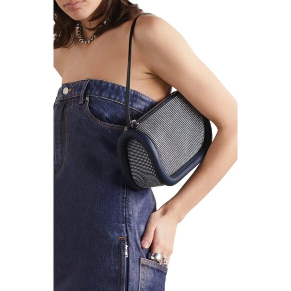 J.W. Anderson Bumper-15 Crystal-embellished Shoulder Bag in Navy - Picture 3 of 7